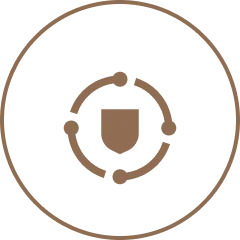Brown circular design with concentric rings.
